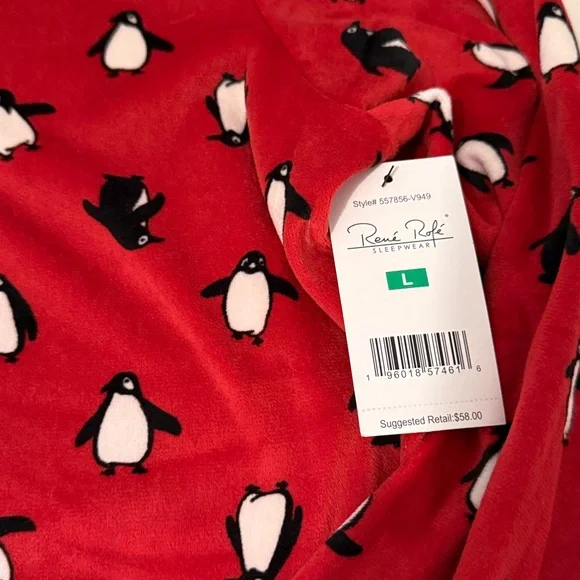 Cute super soft penguins woman’s Christmas pajamas size large pj’s with pockets - Picture 3 of 5
